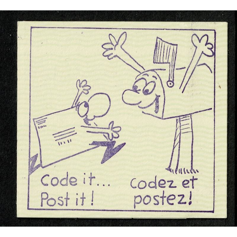 1979  $4.25 Post Code Publicity SB88 (Horizontal Wavy lines across cover) Violet on Cream Covers "Letter running to post box".