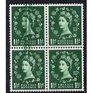 GB 1955 WILDING  1.5d Edward  block with DOCTOR BLADE FLAW mnh
