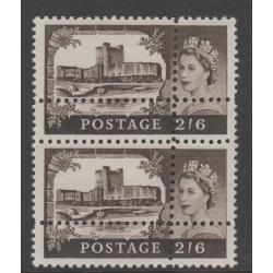 Great Britain 1967 CASTLES 2s6d pair with PERFORSTIONS DOUBLED - FORGERY