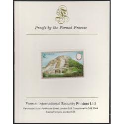 Belize 1983 MAYAN MONUMENTS $2  imperf on FORMAT INTERNATIONAL PROOF CARD