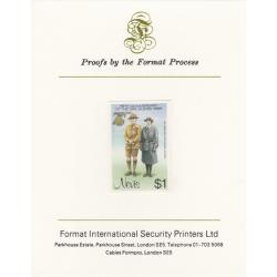 Nevis 1985 GIRL GUIDES $1 mperf on FORMAT INTERNATIONAL PROOF CARD