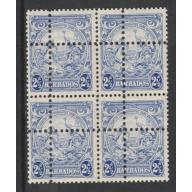 Barbados 1938 KG6 BADGE 2.5d block DOUBLE PERFS - FORGERY