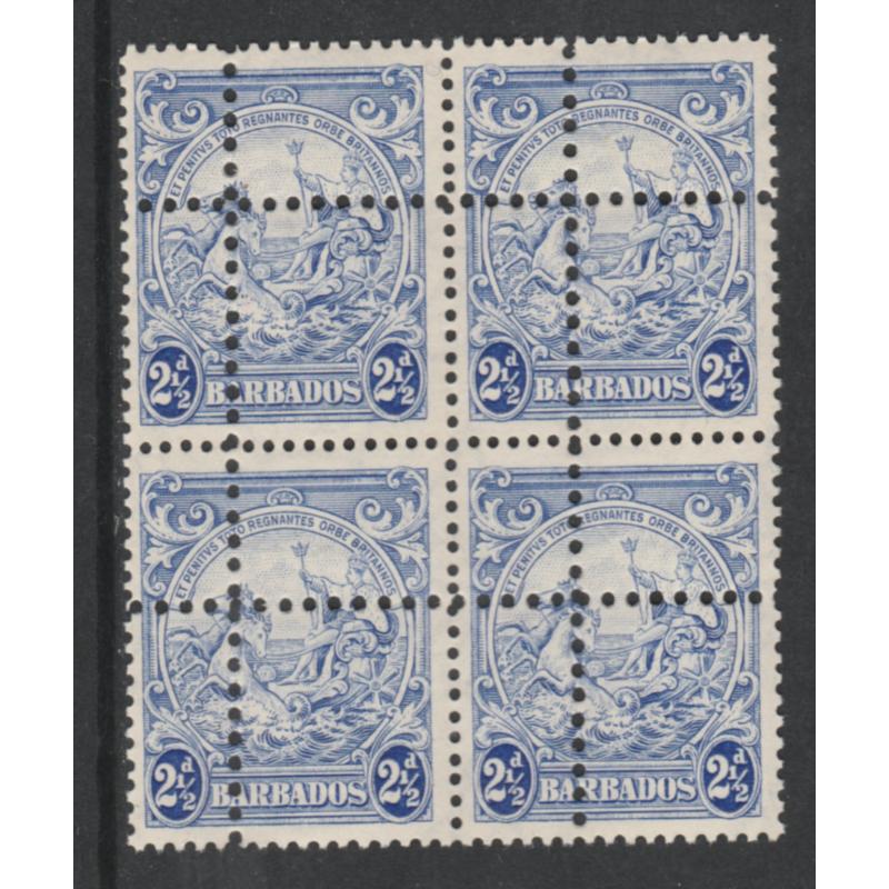 Barbados 1938 KG6 BADGE 2.5d block DOUBLE PERFS - FORGERY