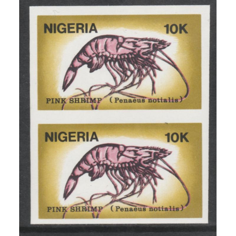 Nigeria 1988  SHRIMPS 10k  IMPERF PAIR mnh