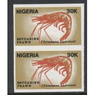 Nigeria 1988  SHRIMPS 30k  IMPERF PAIR mnh