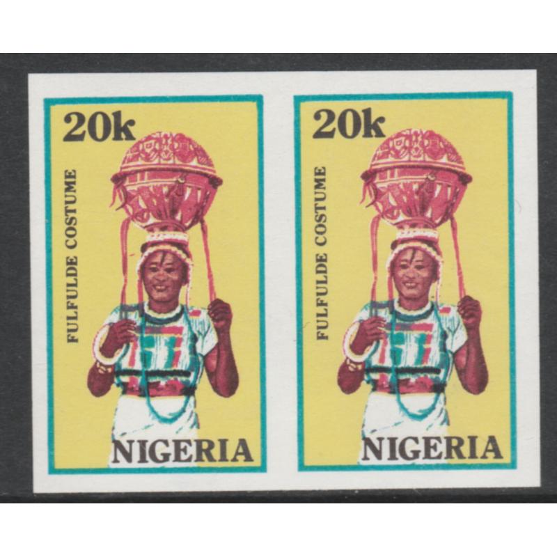 Nigeria 1989 TRADITIONAL COSTUMES 20k  IMPERF PAIR mnh