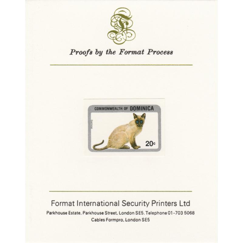 Dominica 1984 SIAMESE CAT mperf on FORMAT INTERNATIONAL PROOF CARD