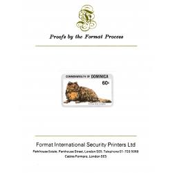 Dominica 1984 TORTOISESHELL CAT mperf on FORMAT INTERNATIONAL PROOF CARD