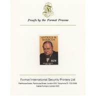 Antigua 1984 FAMOUS PEOPLE 60c CHURCHILL imperf on FORMAT INTERNATIONAL PROOF CARD