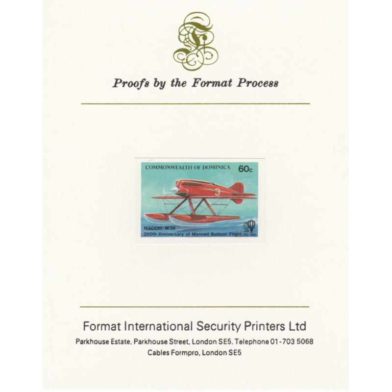 Dominica 1983  MANNED FLIGHT - SEAPLANE - FORMAT INTERNATIONAL PROOF CARD