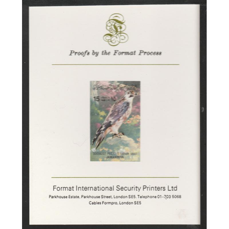 Libya 1982 BIRDS - PERIGRINE FALCON  on FORMAT INTERNATIONAL PROOF CARD