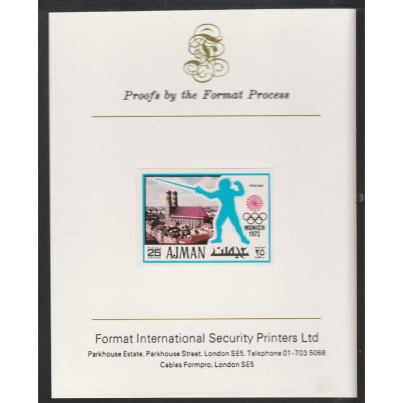 UAE - AJMAN 1971 OLYMPICS - FENCING  on FORMAT INTERNATIONAL PROOF CARD