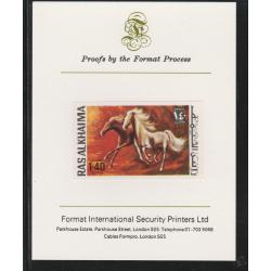 UAE - Ras Al Khaima 1972 HORSES 1.4R  on FORMAT INTERNATIONAL PROOF CARD