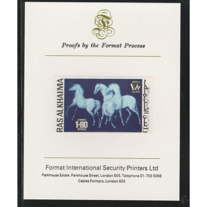 UAE - Ras Al Khaima 1972 HORSES 1.8R  on FORMAT INTERNATIONAL PROOF CARD