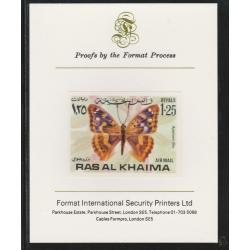 UAE - Ras Al Khaima 1972 BUTTERFLIES  1.25R  on FORMAT INTERNATIONAL PROOF CARD