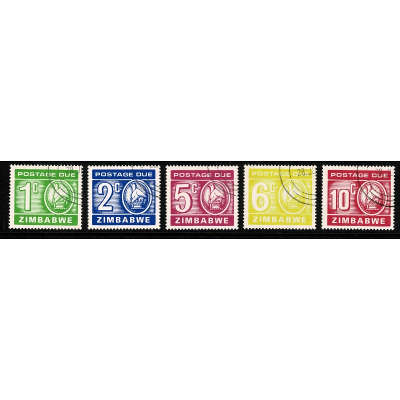 Zimbabwe. 1980 Postage Due. Set of 5 values. Fine Used. SG D23-D27