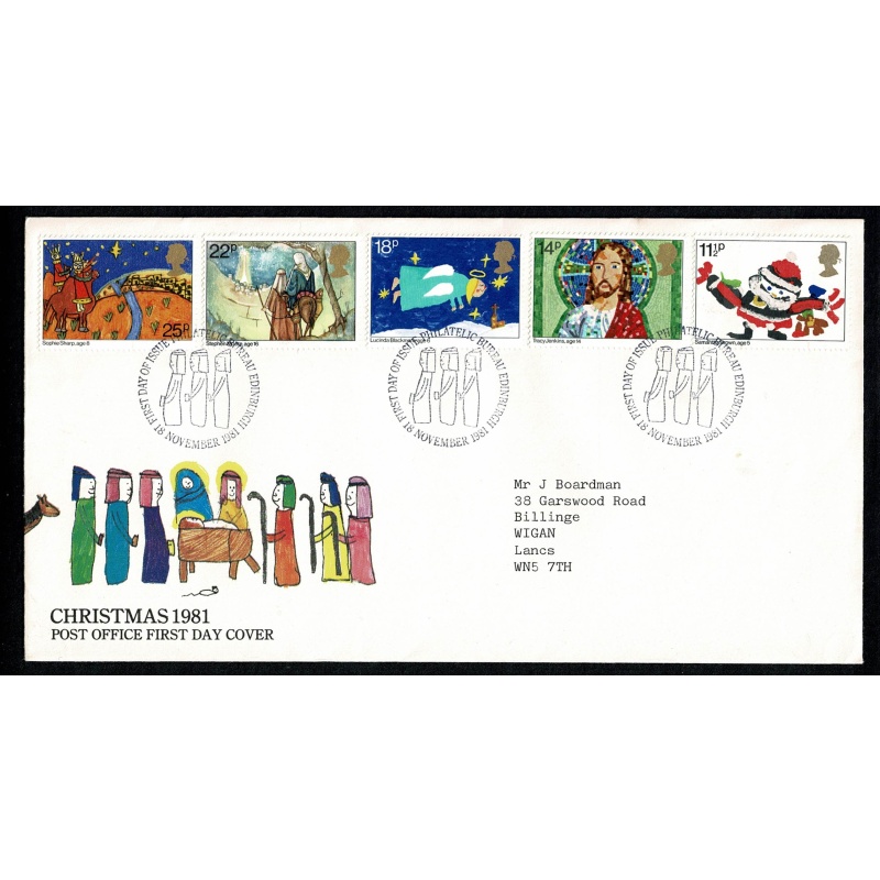 1981 Christmas. Philatelic Bureau FDI Handstamp. 18th November 1981