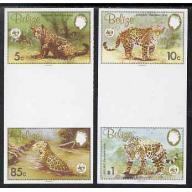 Belize 1983 WWF - JAGUAR - IMPERF PROOF GUTTER PAIRS mnh