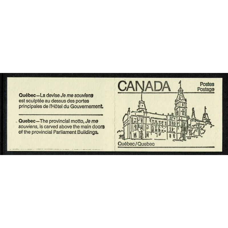 1982 50c Provincial Legislature Buildings. Set of 10 booklets. Black on cream covers. SB89