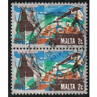 Malta. 1981 History of Maltese Industry. 2c pair. Fine used. SG 669