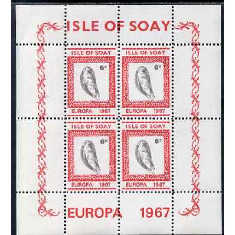 Soay 1967 EUROPA - SHELLS  6d PERFORATED sheetlet of 4 mnh