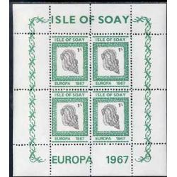 Soay 1967 EUROPA - SHELLS  1s PERFORATED sheetlet of 4 mnh