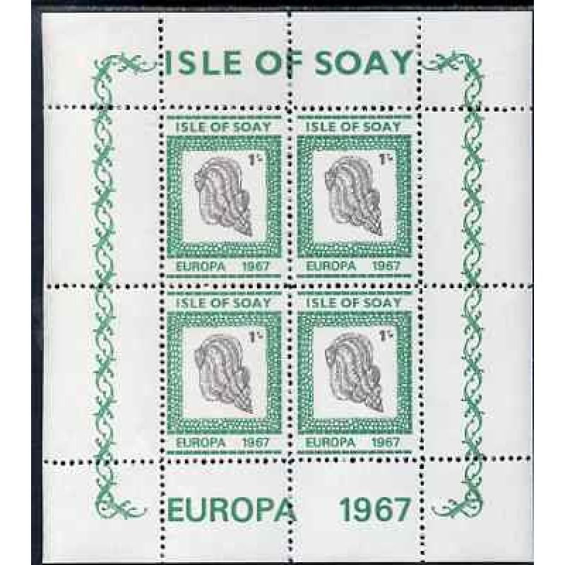 Soay 1967 EUROPA - SHELLS  1s PERFORATED sheetlet of 4 mnh
