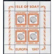 Soay 1967 EUROPA - SHELLS  2s6d PERFORATED sheetlet of 4 mnh