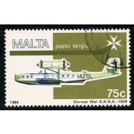 Malta. 1984 Airmail. 75c "Marina, Flying boat". Fine Used. SG 735