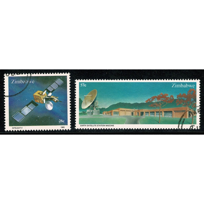 Zimbabwe. 1985 Earth Satellite Station, Mazowe. Set of 2 values. Fine Used. SG 657-658