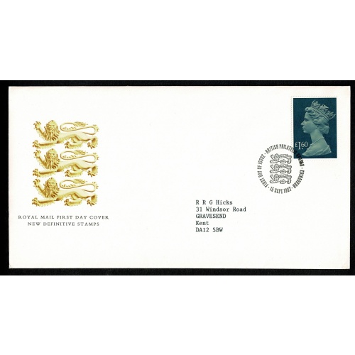 £1.60 Parcel Post. Philatelic Bureau FDI Handstamp. 15th September 1987.