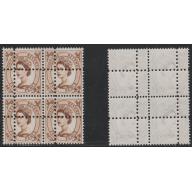 GB 1960 WILDING PHOSPHOR 5d DOUBLE PERFS - block of 4 FORGERY mnh