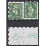 Great Britain 1941 KG6 1/2d pale green  tete-beche pair - Maryland Forgery