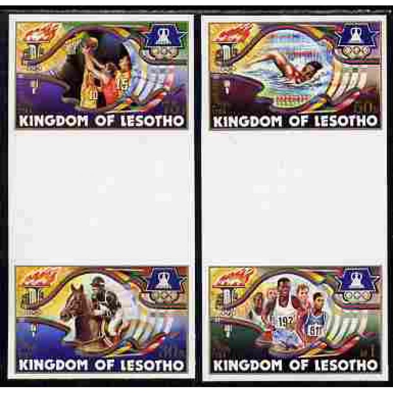 Lesotho 1984 LOS ANGELES OLYMPICS IMPERF SE-TENANT GUTTER PAIRS mnh
