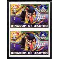 Lesotho 1984 LOS ANGELES OLYMPICS - BASKETBALL IMPERF PAIR mnh