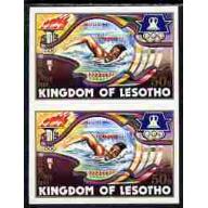Lesotho 1984 LOS ANGELES OLYMPICS - SWIMMING IMPERF PAIR mnh