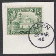 Aden- 1939 KG6  MOSQUE 1/2a with MADAME JOSEPH FORGED CANCEL