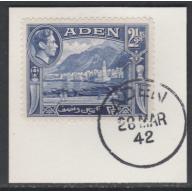 Aden- 1939 KG6  MUKALLA  2.5a with MADAME JOSEPH FORGED CANCEL