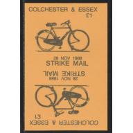 Colchester 1988 STRIKE Label showing BICYCLE - tete-beche pair