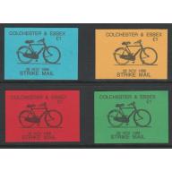 Colchester 1988 STRIKE Label showing BICYCLE - 4 colours
