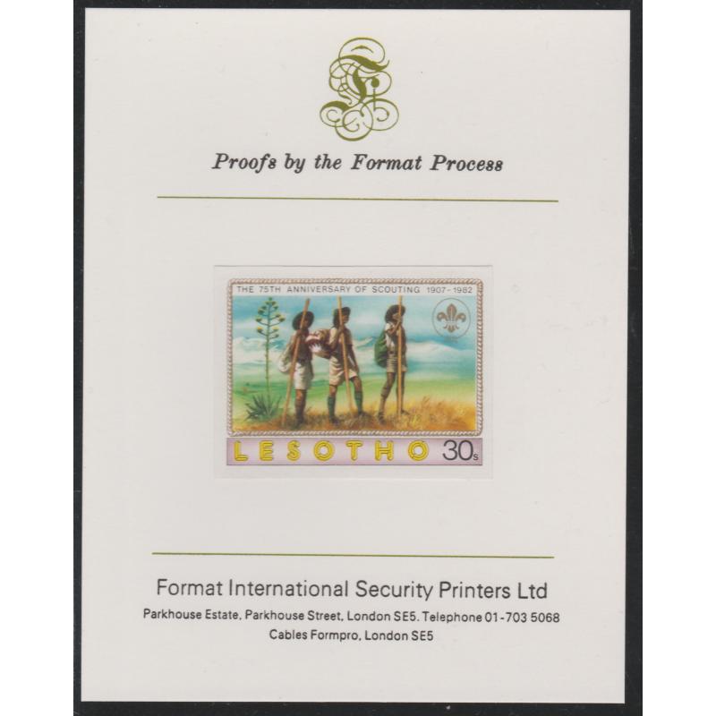 Lesotho 1982 75th ANNIV SCOUTING 30s  on FORMAT INTERNATIONAL PROOF CARD