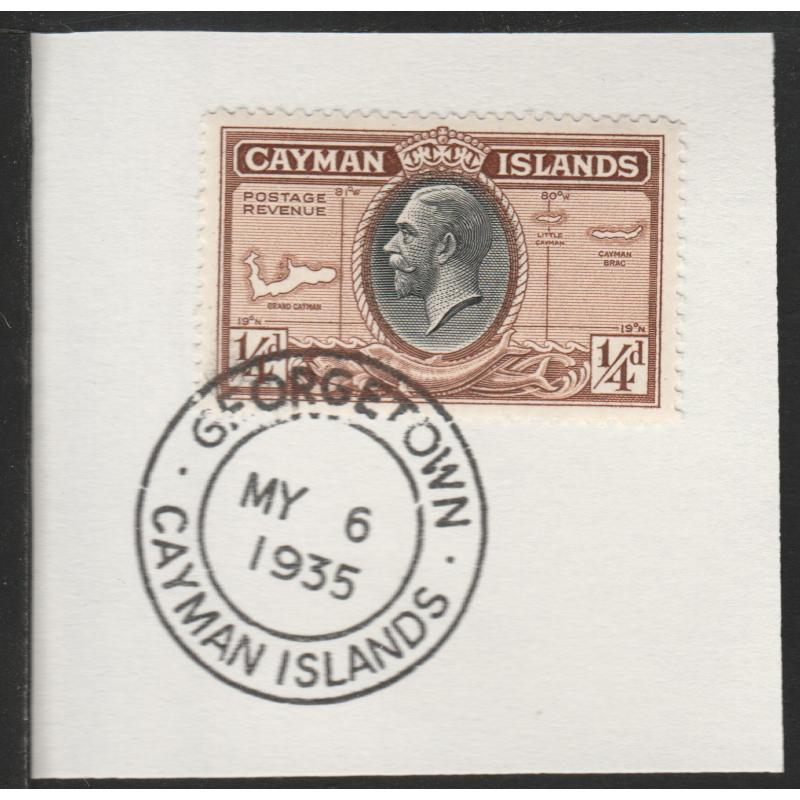 Cayman Islands  1935 KG5 PICTORIAL 1/4d with MADAME JOSEPH FORGED CANCEL
