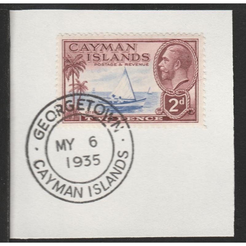 Cayman Islands  1935 KG5 PICTORIAL 2d with MADAME JOSEPH FORGED CANCEL