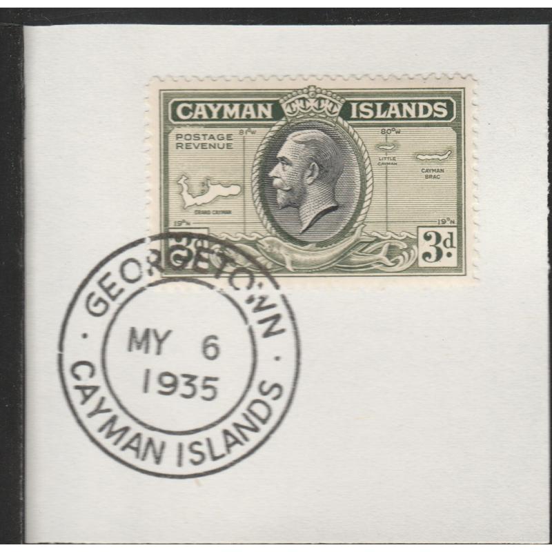 Cayman Islands  1935 KG5 PICTORIAL 3d with MADAME JOSEPH FORGED CANCEL