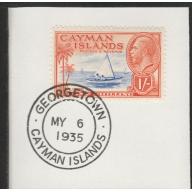 Cayman Islands  1935 KG5 PICTORIAL 1s with MADAME JOSEPH FORGED CANCEL