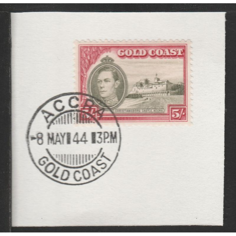 Gold Coast 1938 KG6 CASTLE 5s with MADAME JOSEPH FORGED CANCEL