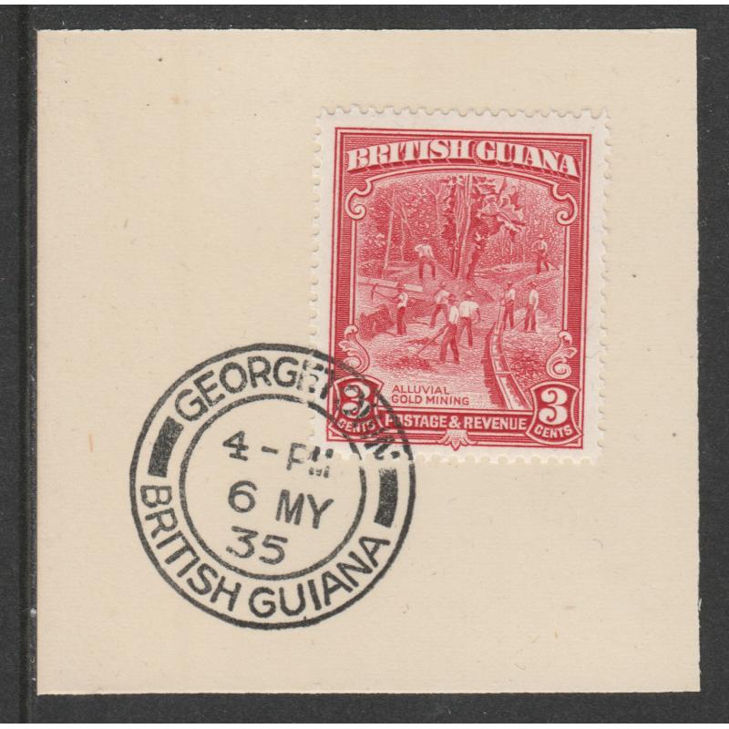 British Guiana 1934 KG5 PICTORIAL 3c with MADAME JOSEPH FORGED CANCEL