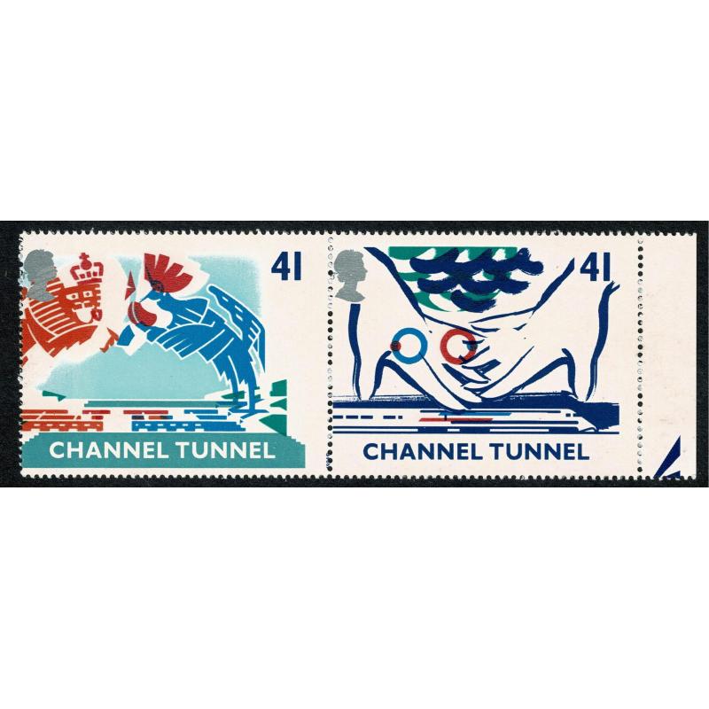 1994 Channel Tunnel 41p. MULTIPLE COLOUR SHIFTS plus PERF SHIFT. SG 1822/23 var.