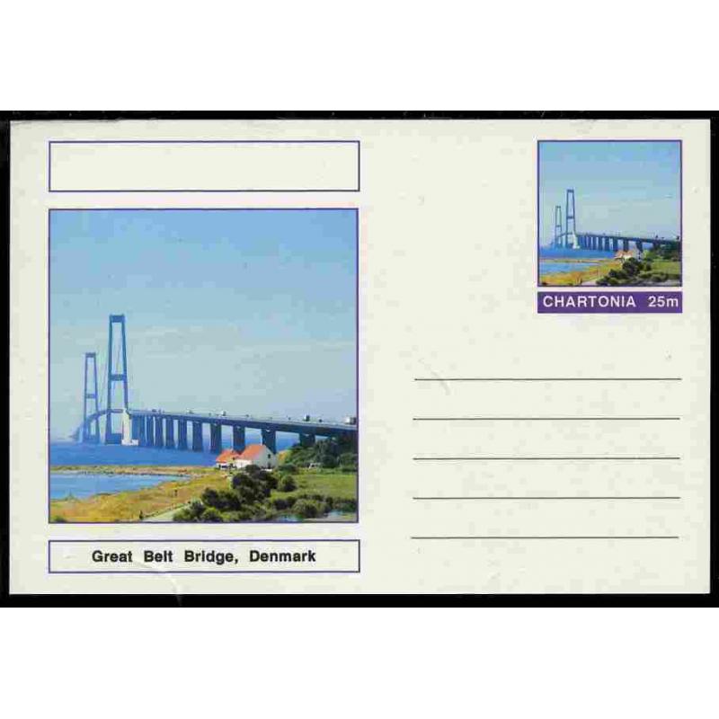 Fantasy (Chartonia) - GREAT BELT BRIDGE - Postal stationery card
