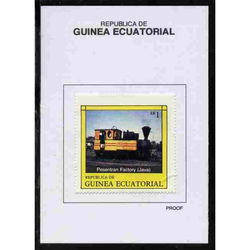 Equatorial Guinea 1977 LOCOMOTIVES 1EK on PROOF CARD